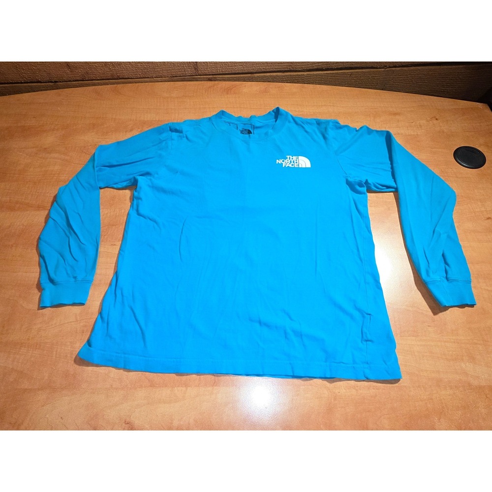 The North Face Mens Blue Long Sleeve Box Logo Graphic Tee Shirt Never Stop Small